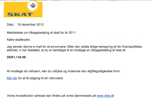 ADVARSEL- FARLIG PHISHING MAIL FRA SKAT